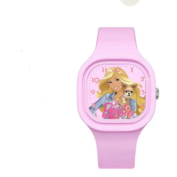 Wholesale Cartoon Square Silicone Plastic Stainless Steel Girl Doll Watch
