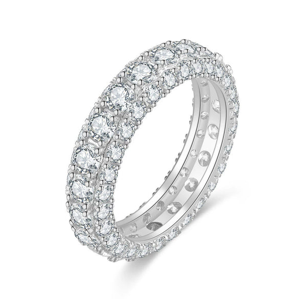 Wholesale Cartoon Style S925 Sterling Silver Square Multidiamond Ring With Electroplating For Couples And Women