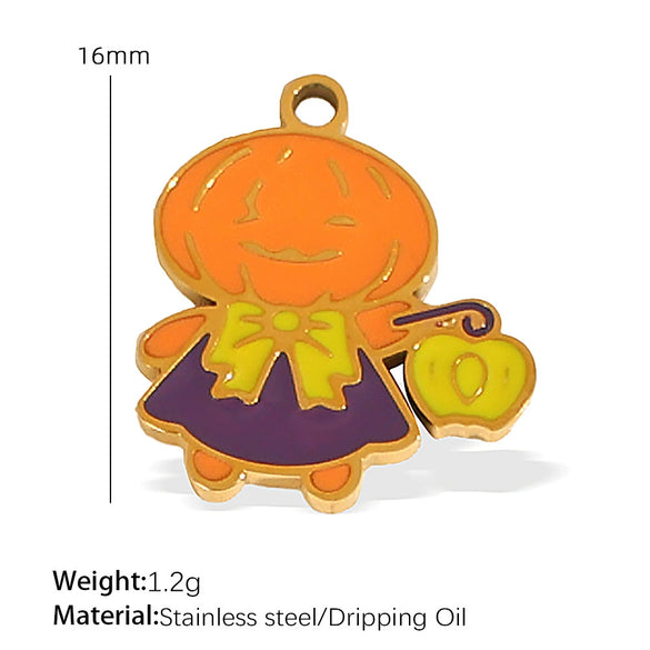 Wholesale Cartoon 316L Stainless Steel Jewelry Set With Dripping Oil Treatment Pendant Necklace And Earrings