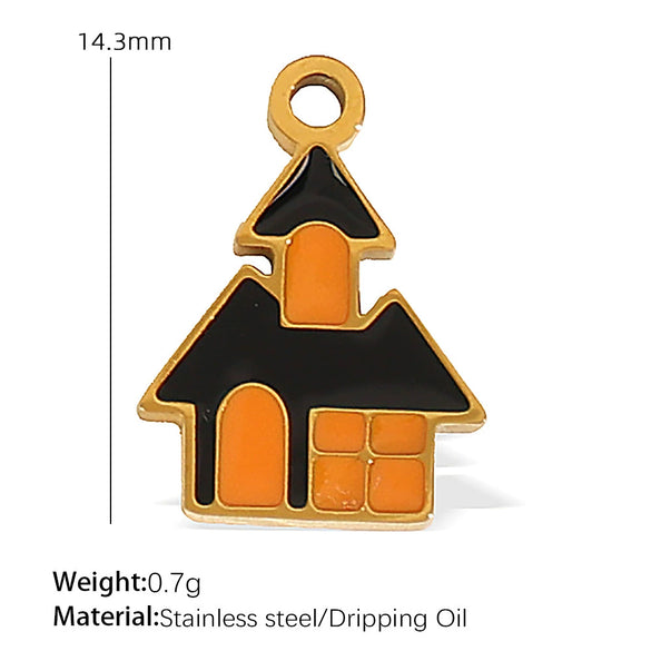 Wholesale Cartoon 316L Stainless Steel Jewelry Set With Dripping Oil Treatment Pendant Necklace And Earrings