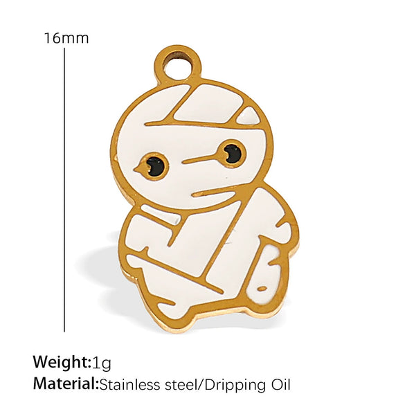Wholesale Cartoon 316L Stainless Steel Jewelry Set With Dripping Oil Treatment Pendant Necklace And Earrings