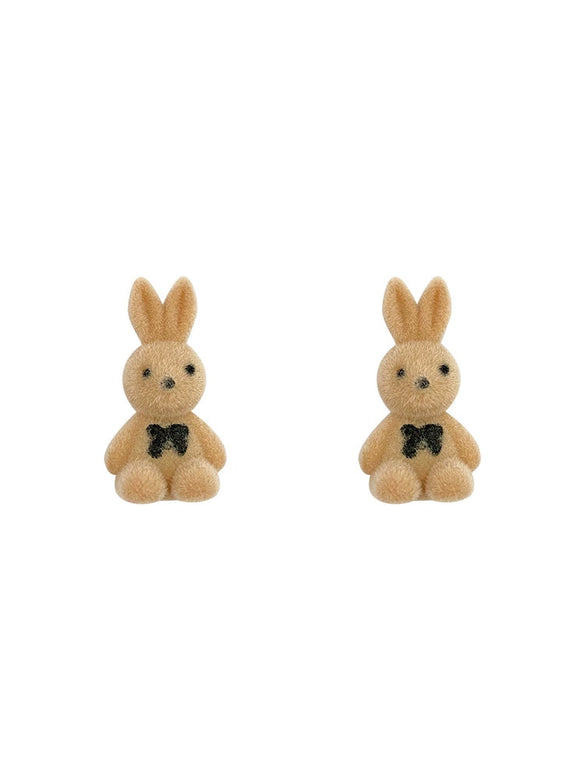 Wholesale Cartoon Velvet Bider Rabbit Flocking Earrings For Women Sweet Style
