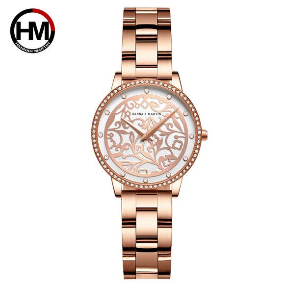 Wholesale Carved Retro Women's Quartz Diamond Watch With Alloy Case Stainless Steel Strap And Buckle Mineral Reinforced Glass Mirror Round Dial