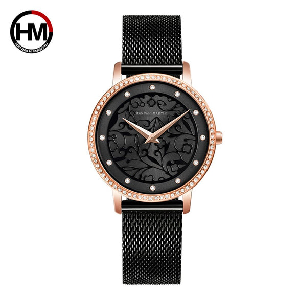 Wholesale Carved Retro Women's Quartz Diamond Watch With Alloy Case Stainless Steel Strap And Buckle Mineral Reinforced Glass Mirror Round Dial