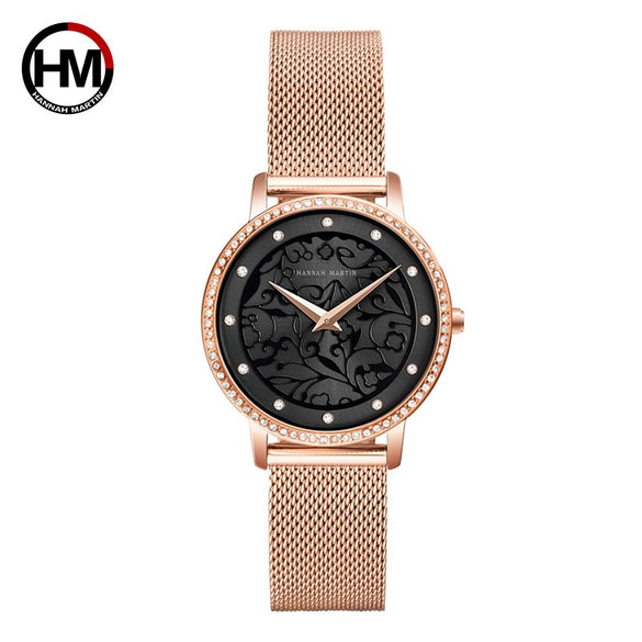 Wholesale Carved Retro Women's Quartz Diamond Watch With Alloy Case Stainless Steel Strap And Buckle Mineral Reinforced Glass Mirror Round Dial
