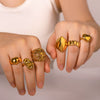 Wholesale Casting Ring Simple Design Sense Stainless Steel 18K Furnace Vacuum Plated Geometric Style