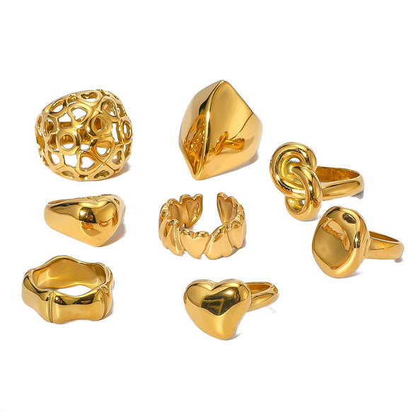 Wholesale Casting Ring Simple Design Sense Stainless Steel 18K Furnace Vacuum Plated Geometric Style