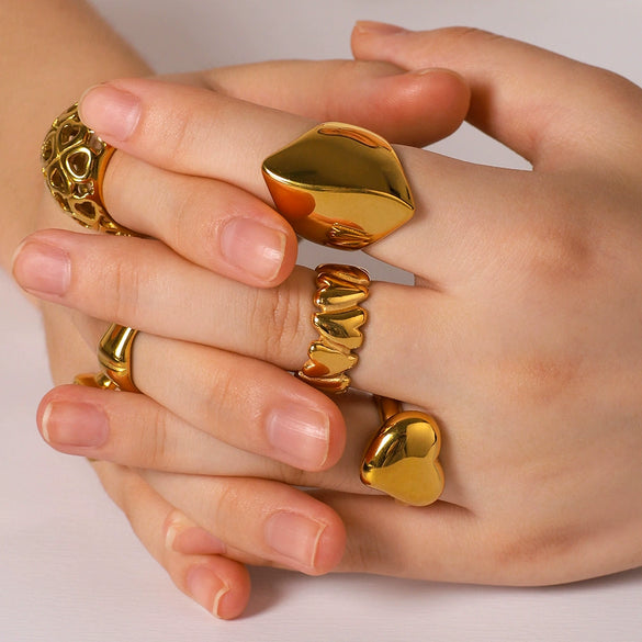 Wholesale Casting Ring Simple Design Sense Stainless Steel 18K Furnace Vacuum Plated Geometric Style