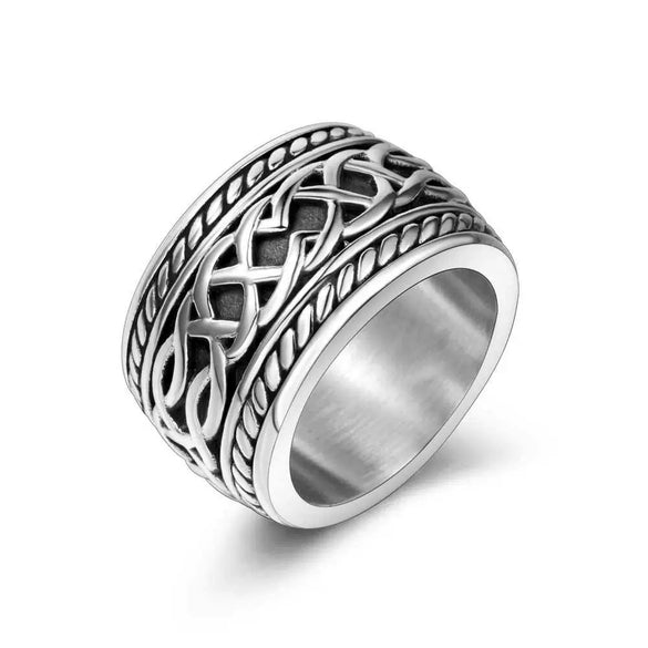 Wholesale Casting Titanium Steel Ring Retro Punk Finger Wrench Ring With Geometric Pattern And Polishing Treatment