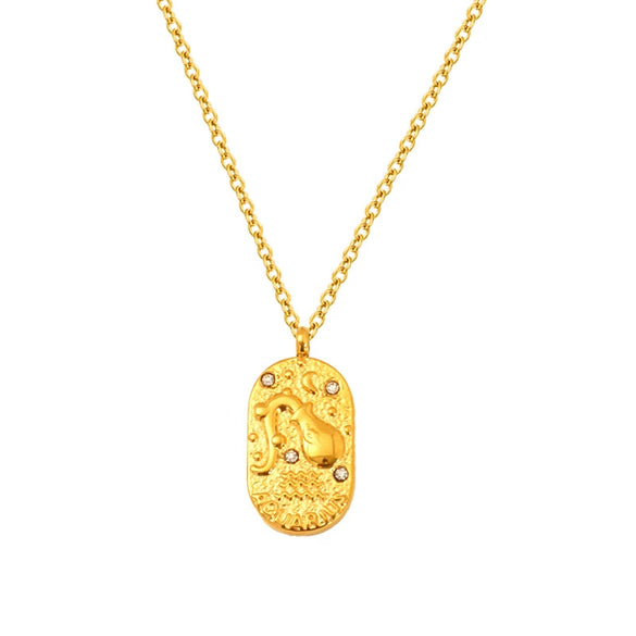 Wholesale Casual Constellation Necklace For Women Titanium Steel Gold Plated Casting Oval Hammer Cross Chain