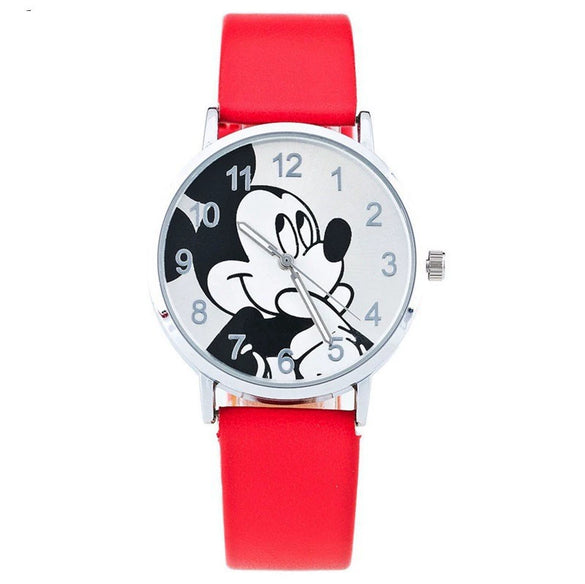 Wholesale Casual Digital Quartz Movement Round Electronic Watch For Middle School Students With Cartoon Style Alloy Case Imitation Leather Strap And Titanium Buckle