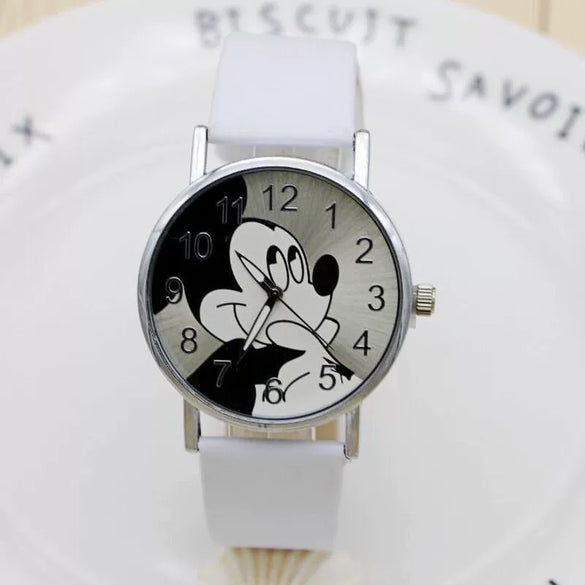 Wholesale Casual Digital Quartz Movement Round Electronic Watch For Middle School Students With Cartoon Style Alloy Case Imitation Leather Strap And Titanium Buckle