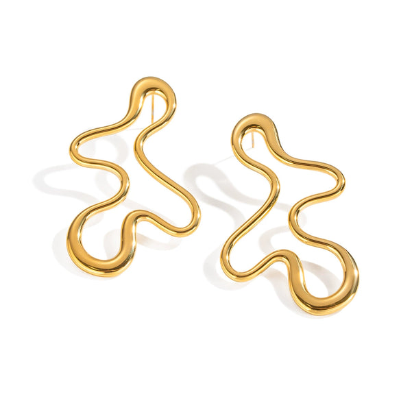 Wholesale Casual Exaggerated Geometric Titanium Steel Earrings With 18K Gold Electroplating For Women