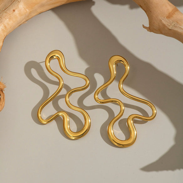 Wholesale Casual Exaggerated Geometric Titanium Steel Earrings With 18K Gold Electroplating For Women