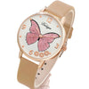Wholesale Casual Female Round Stainless Steel Case Imitation Leather Strap Butterfly Printed Watch And Jewelry Set
