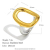 Wholesale Casual Geometric Asymmetrical Cut Out Oshaped 18K Gold Plated Stainless Steel Ring For Women