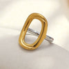 Wholesale Casual Geometric Asymmetrical Cut Out Oshaped 18K Gold Plated Stainless Steel Ring For Women