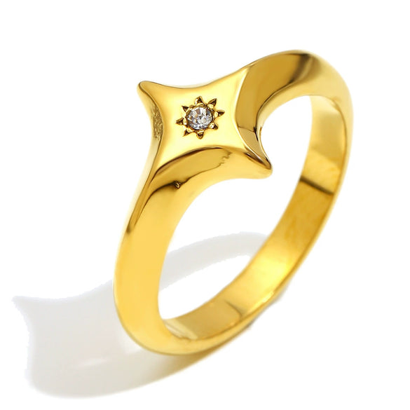Wholesale Casual Geometric Design Electroplated Stainless Steel Fourpointed Star Ring For Women