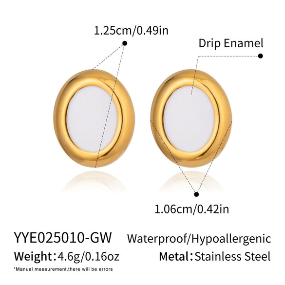 Wholesale Casual Geometric Oval Stainless Steel Earrings With Pvd Furnace Vacuum Real Gold Plating For Girls