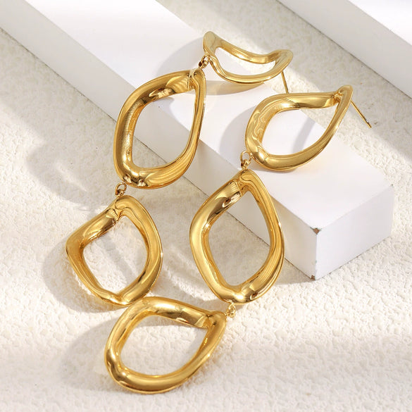 Wholesale Casual Geometric Rhombus Stainless Steel Electroplated 18K Gold Women's Earrings