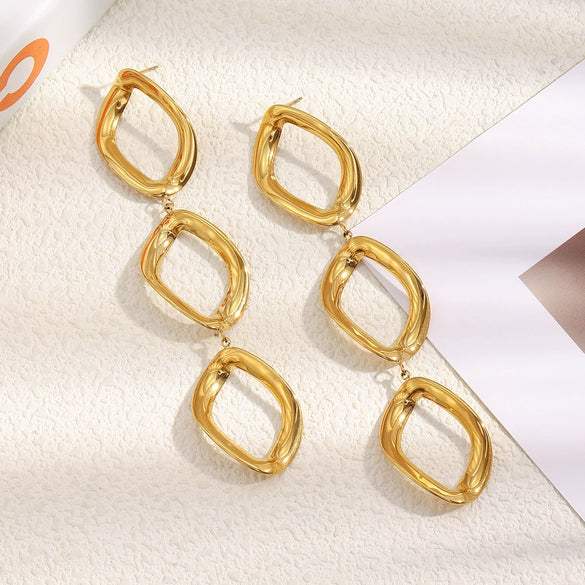 Wholesale Casual Geometric Rhombus Stainless Steel Electroplated 18K Gold Women's Earrings