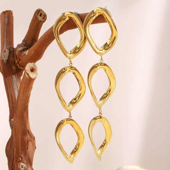 Wholesale Casual Geometric Rhombus Stainless Steel Electroplated 18K Gold Women's Earrings