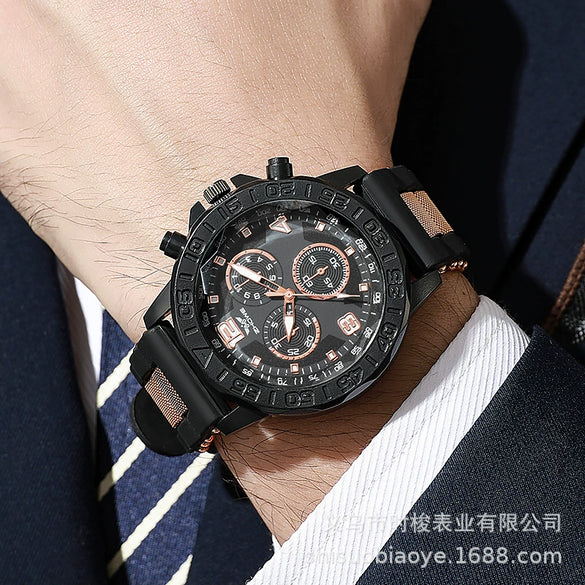 Wholesale Casual Men's Quartz Watches With Plastic Strap Alloy Case And Round Dial