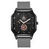 Wholesale Casual Men's Sports Quartz Watch With Double Layer Square Alloy Case And Pu Strap