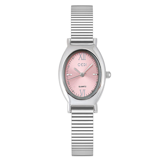 Wholesale Casual Oval Quartz Watch For Female Alloy Case And Strap Mineral Reinforced Glass Mirror Spiral Crown Horseshoe Buckle