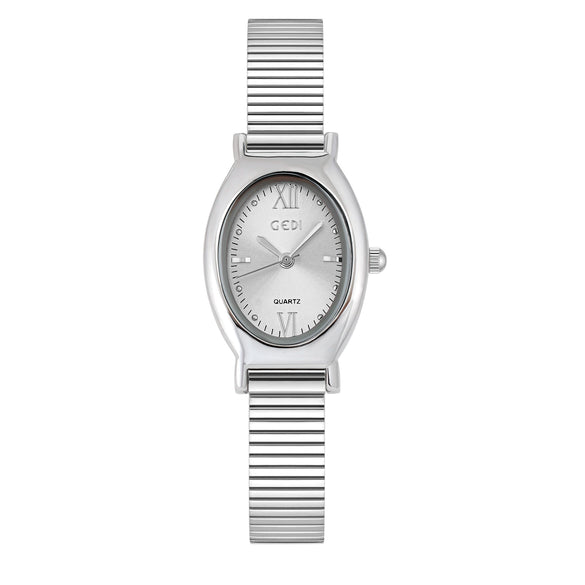 Wholesale Casual Oval Quartz Watch For Female Alloy Case And Strap Mineral Reinforced Glass Mirror Spiral Crown Horseshoe Buckle