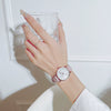 Wholesale Casual Quartz Watch For Female Junior High School Students Alloy Case Imitation Leather Strap Stainless Steel Clasp Round Dial Ordinary Glass Mirror