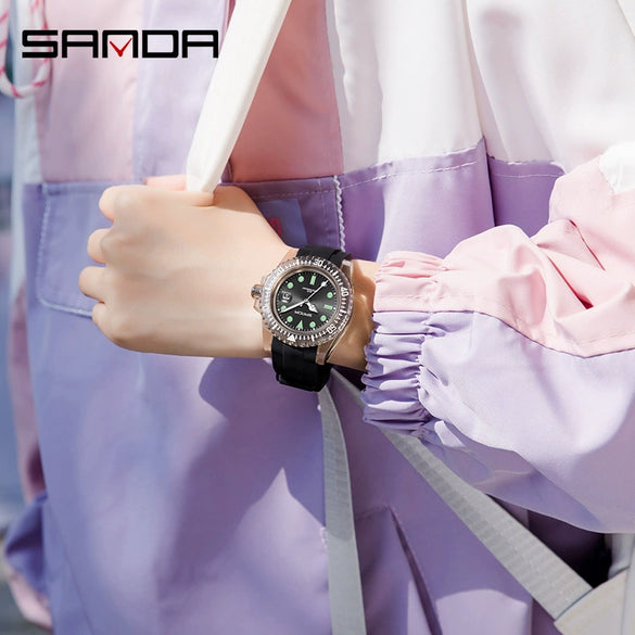 Wholesale Casual Quartz Watch With Transparent Shell Round Dial Acrylic Mirror Abs Case And Silicone Strap