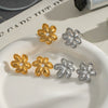Wholesale Casual Simple Camellia Flower Stud Earrings And Ring Jewelry Set For Women Titanium Steel Hypoallergenic Nonfading Pvd Vacuum Real Gold Electroplating