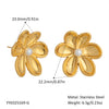 Wholesale Casual Simple Camellia Flower Stud Earrings And Ring Jewelry Set For Women Titanium Steel Hypoallergenic Nonfading Pvd Vacuum Real Gold Electroplating