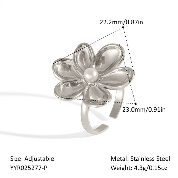 Wholesale Casual Simple Camellia Flower Stud Earrings And Ring Jewelry Set For Women Titanium Steel Hypoallergenic Nonfading Pvd Vacuum Real Gold Electroplating
