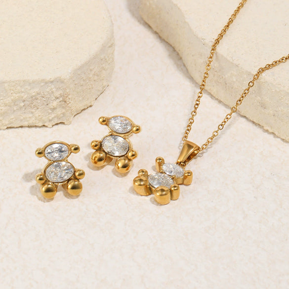 Wholesale Casual Style Animal Pattern Stainless Steel Electroplated Pendant Necklace Earrings For Women
