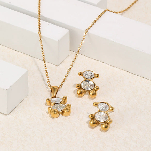 Wholesale Casual Style Animal Pattern Stainless Steel Electroplated Pendant Necklace Earrings For Women
