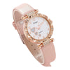 Wholesale Casual Sweet Round Dial Frosted Belt Watch With Pearl Butterfly Jewelry Set For Female Mirror Ordinary Glass Strap Imitation Leather Buckle Stainless Steel