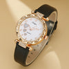 Wholesale Casual Sweet Round Dial Frosted Belt Watch With Pearl Butterfly Jewelry Set For Female Mirror Ordinary Glass Strap Imitation Leather Buckle Stainless Steel