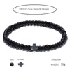 Wholesale Casual Unisex Handmade Black Frosted Copper Beads Cross Elastic Bracelet Accessories