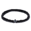 Wholesale Casual Unisex Handmade Black Frosted Copper Beads Cross Elastic Bracelet Accessories