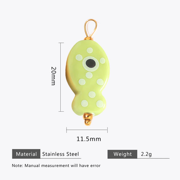 Wholesale Ceramic And Stainless Steel Fish Shape Polka Dot Handmade Jewelry Accessories With Electroplating