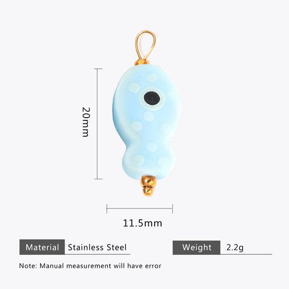 Wholesale Ceramic And Stainless Steel Fish Shape Polka Dot Handmade Jewelry Accessories With Electroplating