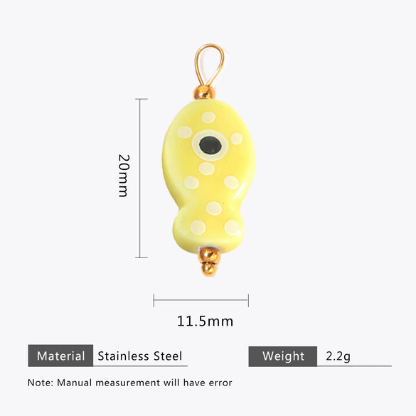 Wholesale Ceramic And Stainless Steel Fish Shape Polka Dot Handmade Jewelry Accessories With Electroplating