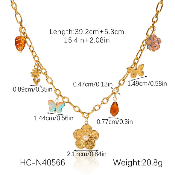 Wholesale Ceramic And Stainless Steel Heartshaped Tassel Necklace With Geometric Pattern And Electroplating For Women