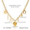 Wholesale Ceramic And Stainless Steel Heartshaped Tassel Necklace With Geometric Pattern And Electroplating For Women