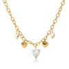 Wholesale Ceramic And Stainless Steel Heartshaped Tassel Necklace With Geometric Pattern And Electroplating For Women