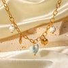 Wholesale Ceramic And Stainless Steel Heartshaped Tassel Necklace With Geometric Pattern And Electroplating For Women