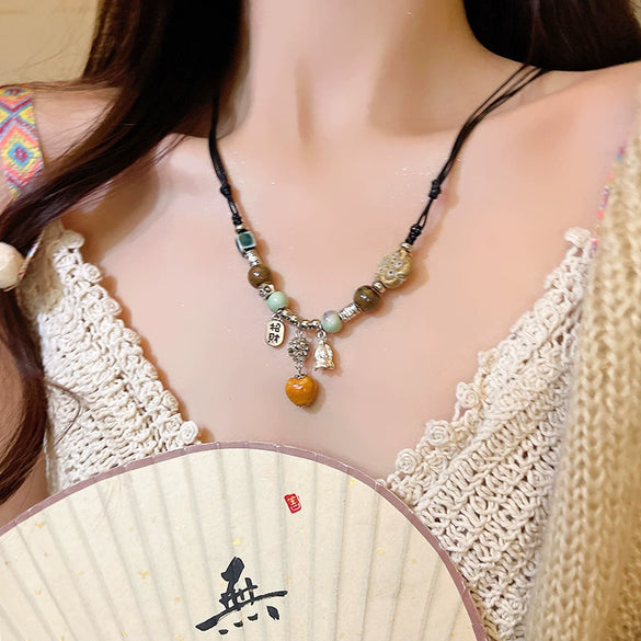 Wholesale Ceramic Beaded Geometric Clavicle Necklace For Women With Electroplating