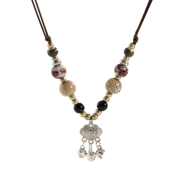 Wholesale Ceramic Beaded Geometric Clavicle Necklace For Women With Electroplating